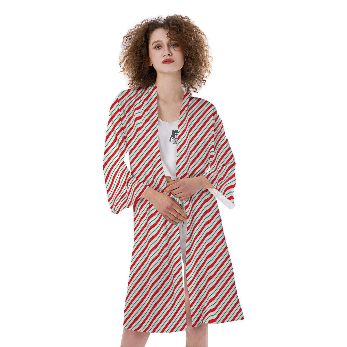 Stripes Candy Cane Print Pattern Kimono-grizzshop