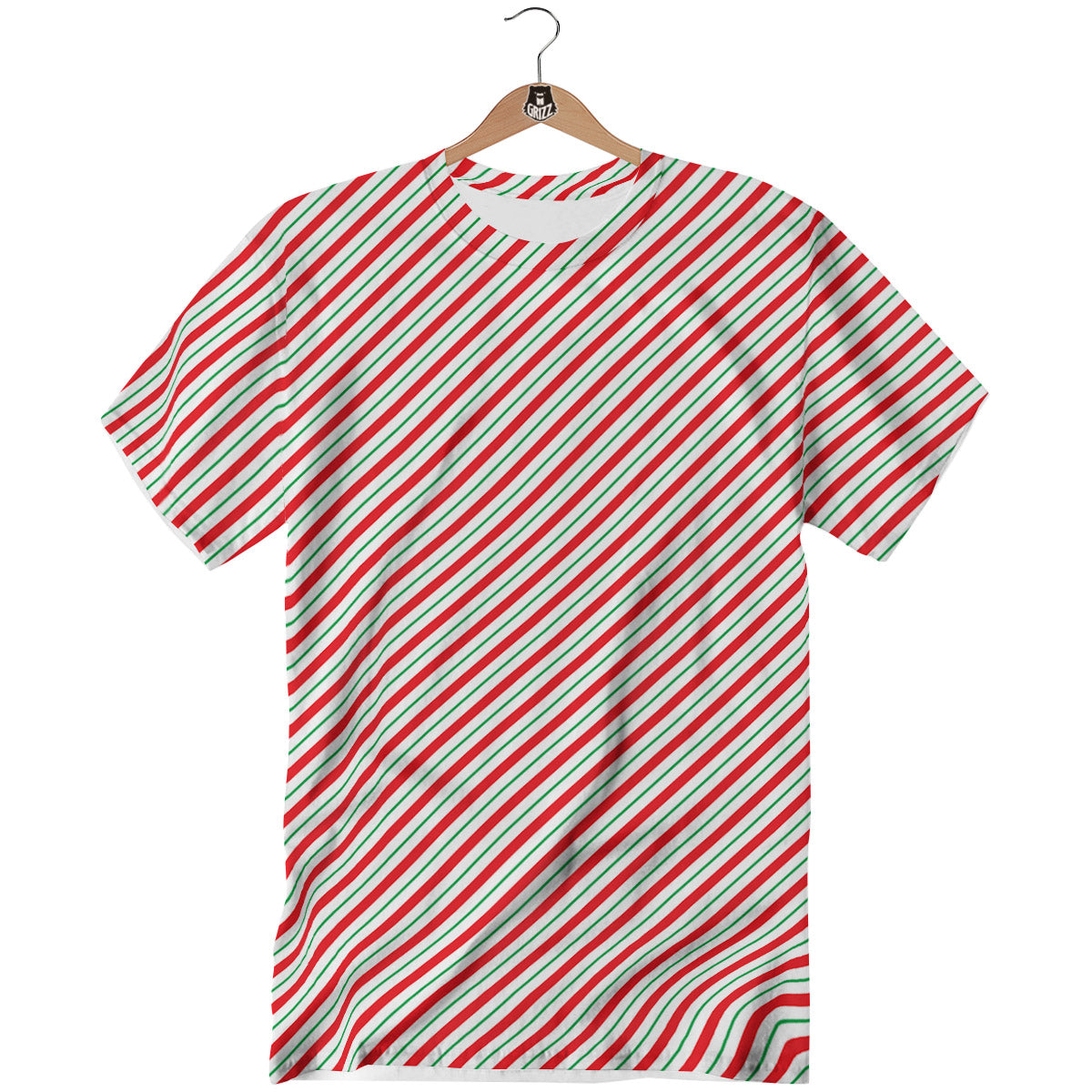 Stripes Candy Cane Print Pattern T-Shirt-grizzshop