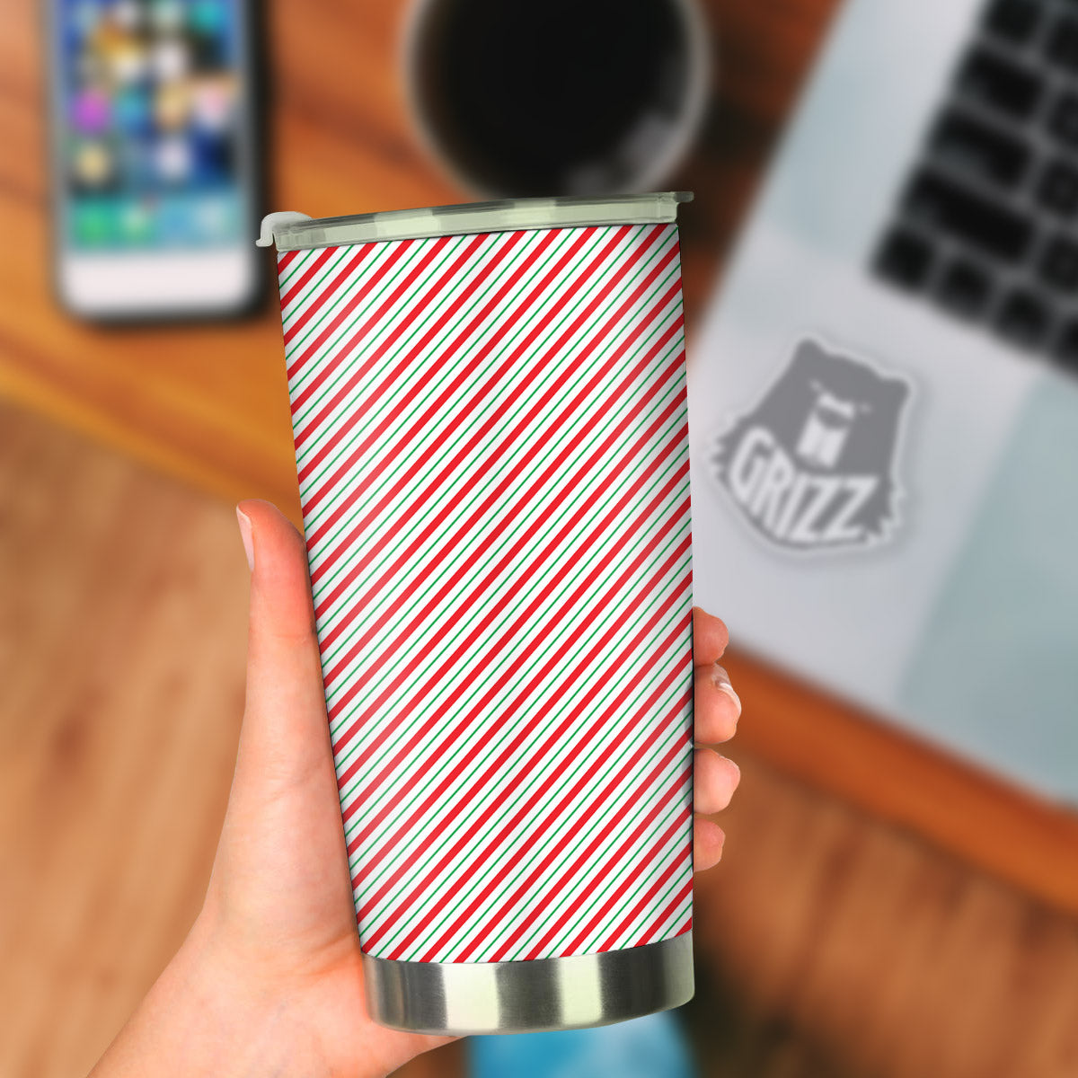 Stripes Candy Cane Print Pattern Tumbler-grizzshop
