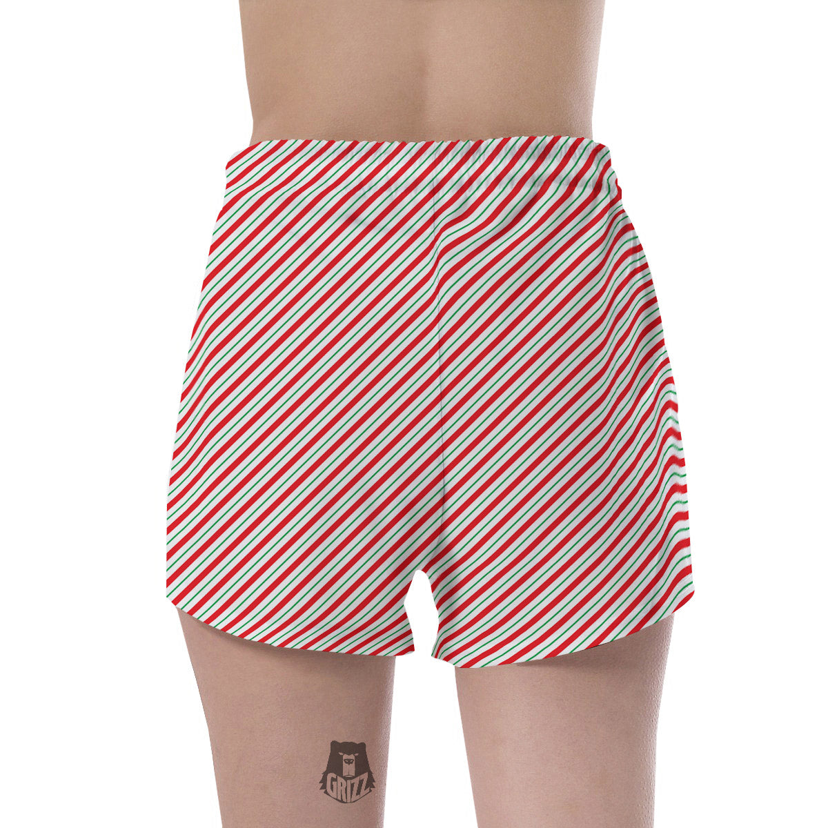 Stripes Candy Cane Print Pattern Women's Shorts-grizzshop