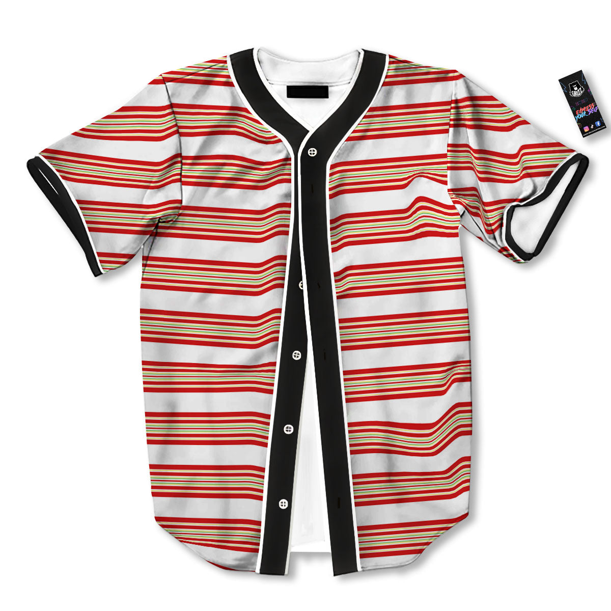 Stripes Merry Christmas Print Pattern Baseball Jersey-grizzshop