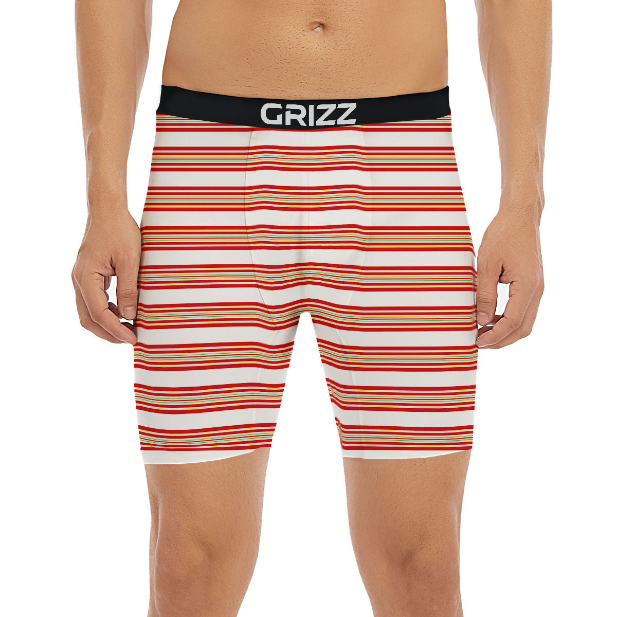 Stripes Merry Christmas Print Pattern Boxer Briefs-grizzshop