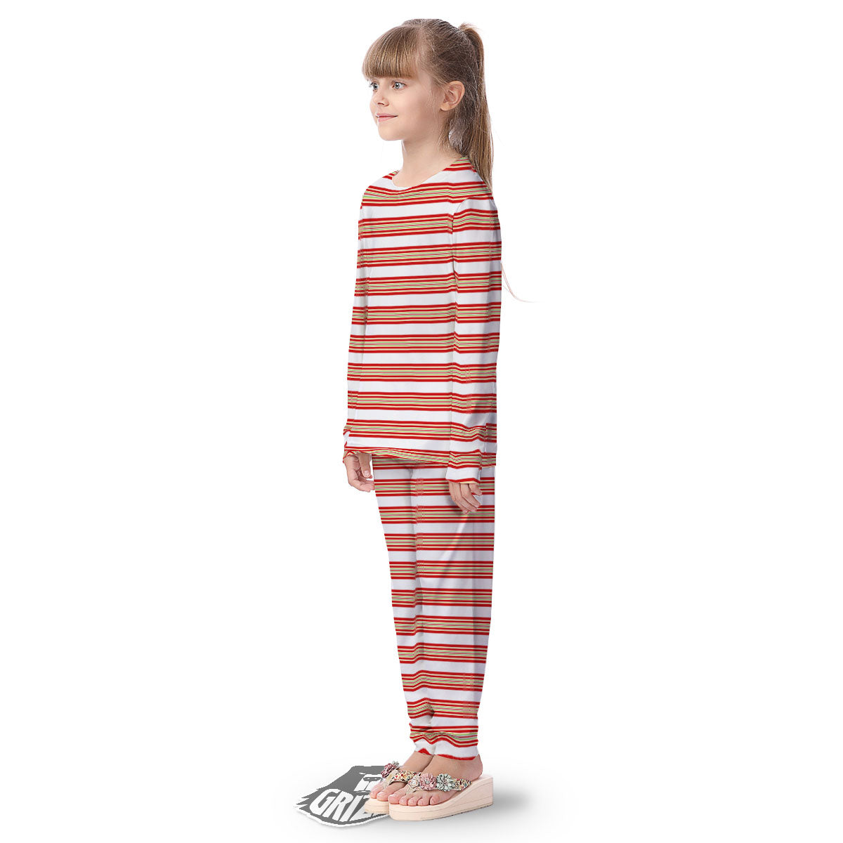 Stripes Merry Christmas Print Pattern Kid's Pajamas-grizzshop