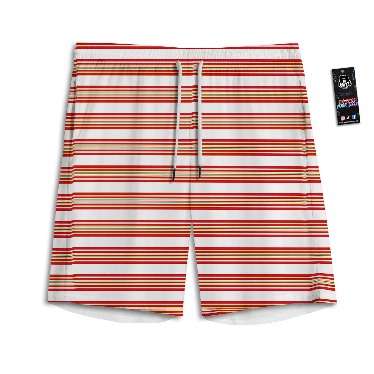 Stripes Merry Christmas Print Pattern Men's Athletic Shorts