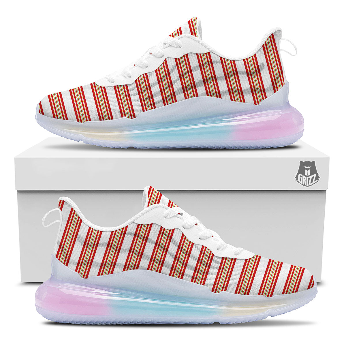 Stripes Merry Christmas Print Pattern Running Sneakers-grizzshop