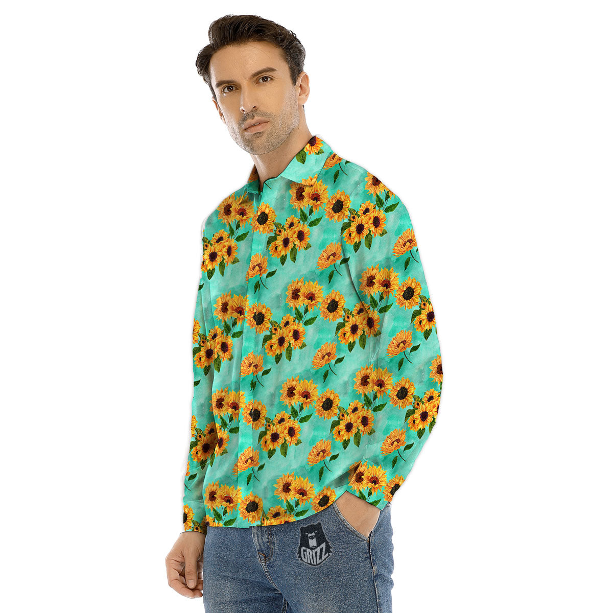 Stripes Peony And Roses Print Pattern Men's Dress Shirts-grizzshop