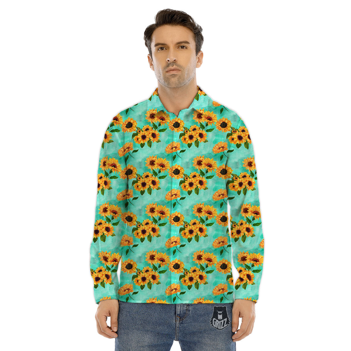 Stripes Peony And Roses Print Pattern Men's Dress Shirts-grizzshop