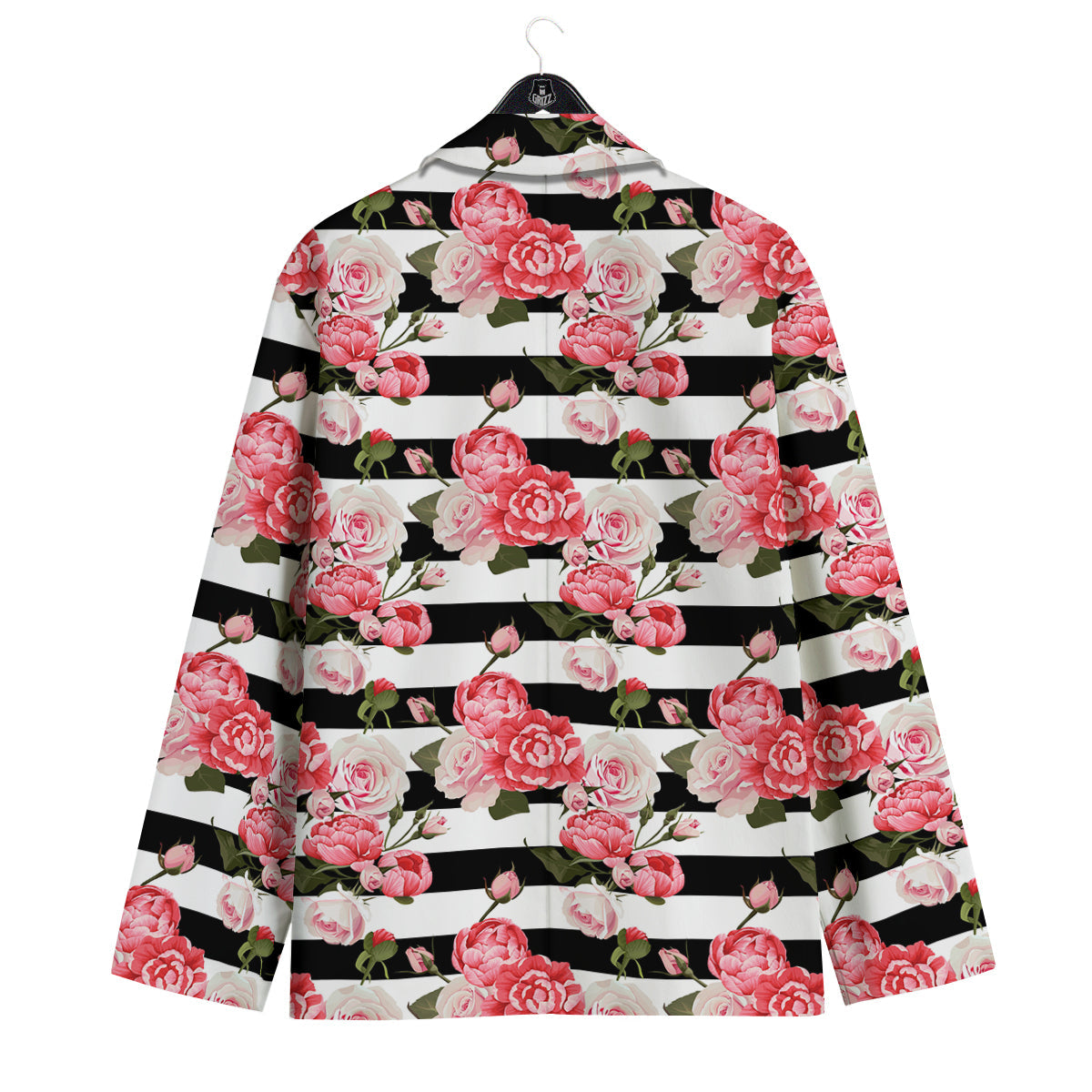 Stripes Peony And Roses Print Pattern Men's Sport Coat-grizzshop