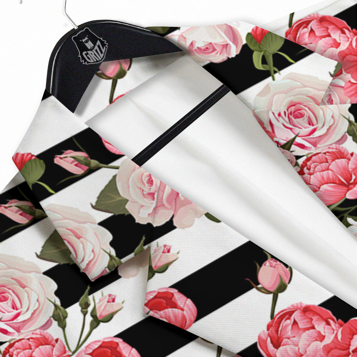 Stripes Peony And Roses Print Pattern Men's Sport Coat-grizzshop