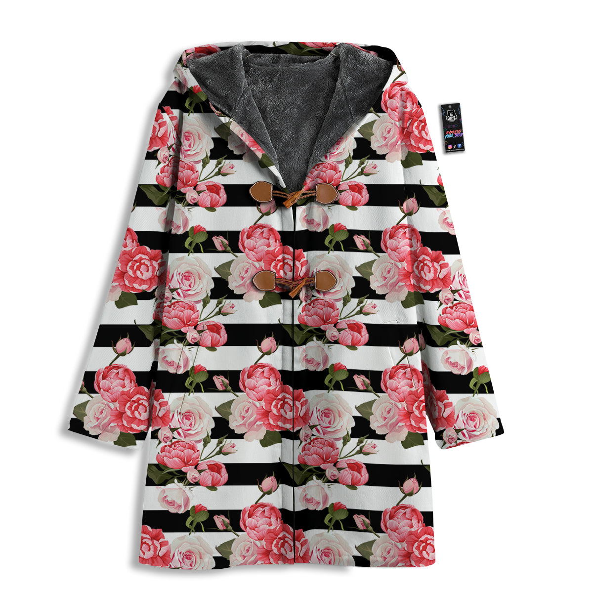 Stripes Peony And Roses Print Pattern Men's Windbreaker Jacket-grizzshop