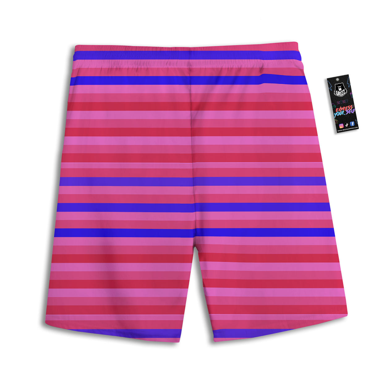 Stripes Pink Red And Blue Print Men's Athletic Shorts