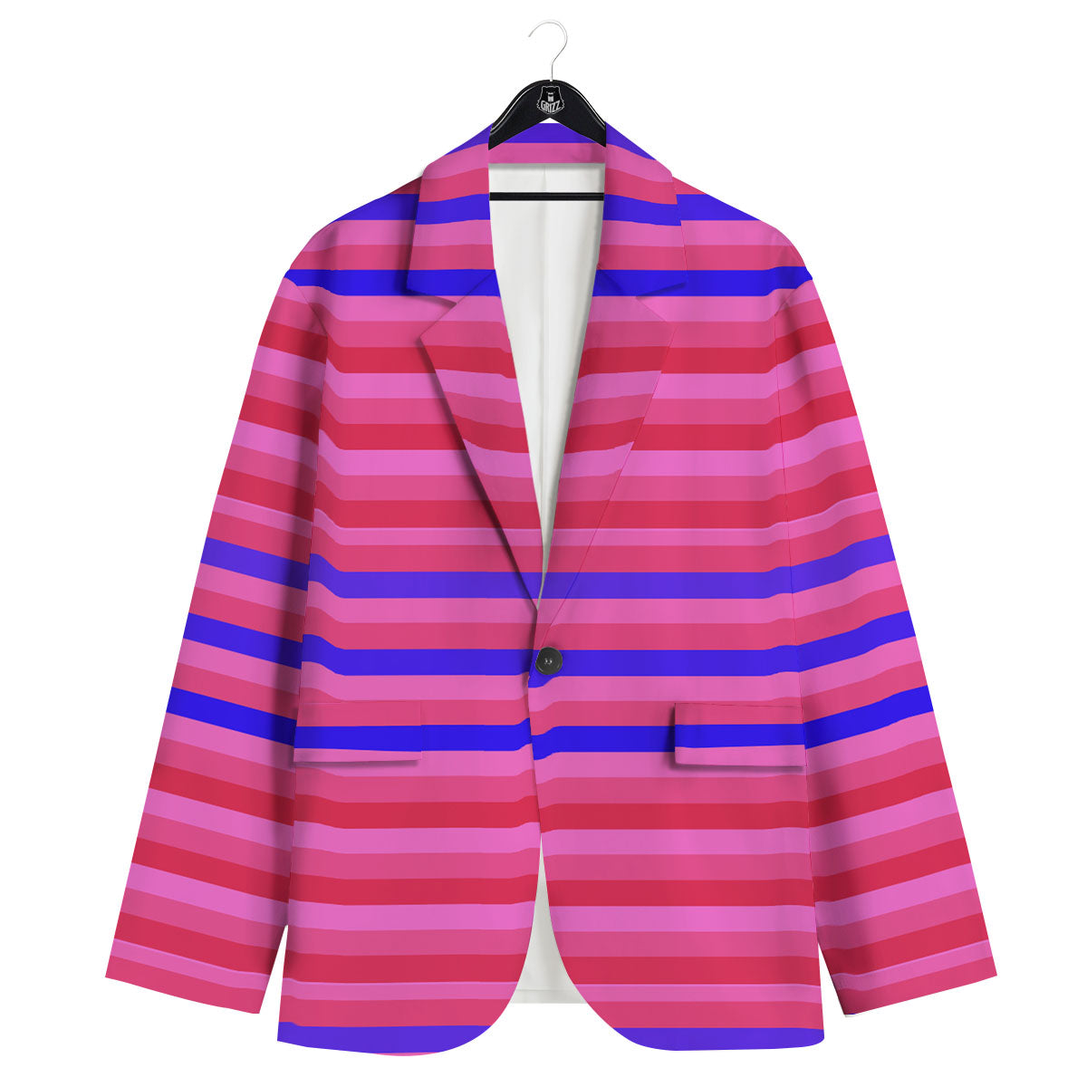 Stripes Pink Red And Blue Print Men's Sport Coat-grizzshop