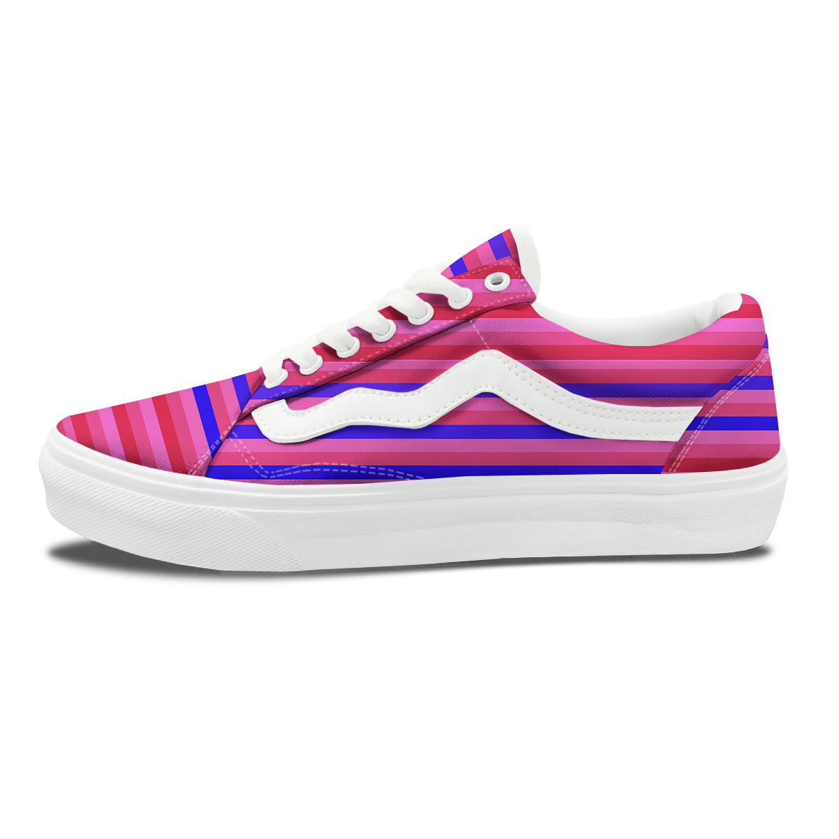 Stripes Pink Red And Blue Print Skate Shoes-grizzshop