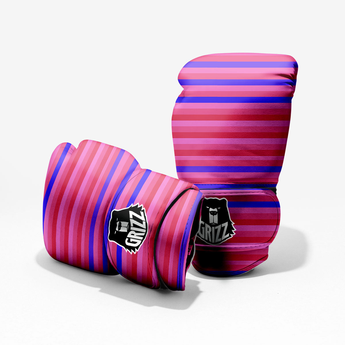 Stripes Pink Red And Blue Print Pro Boxing Glove
