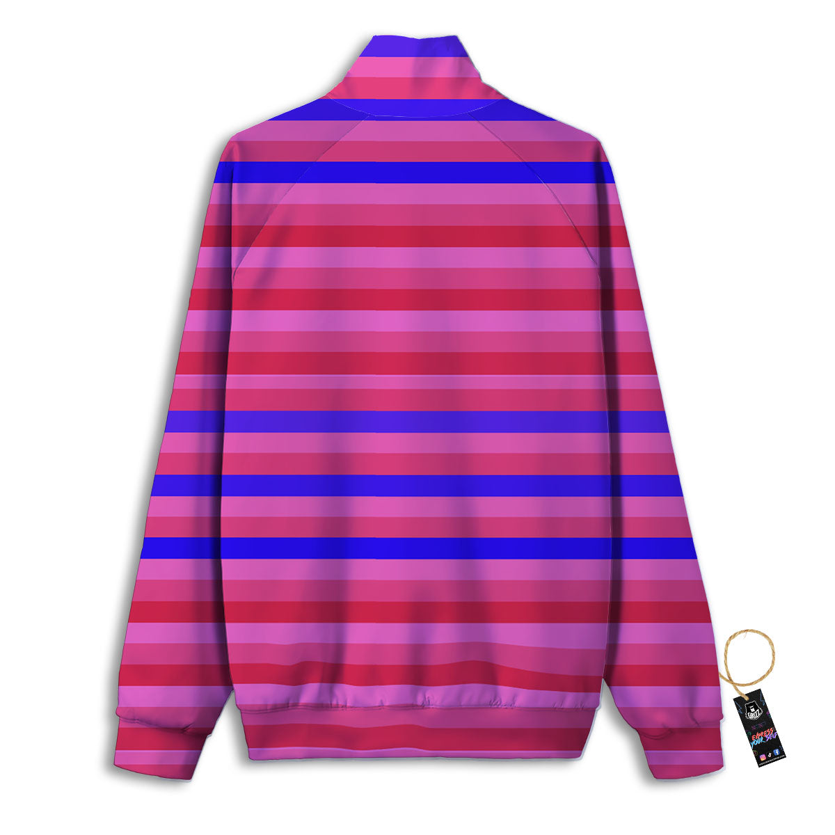 Stripes Pink Red And Blue Print Track Jacket-grizzshop
