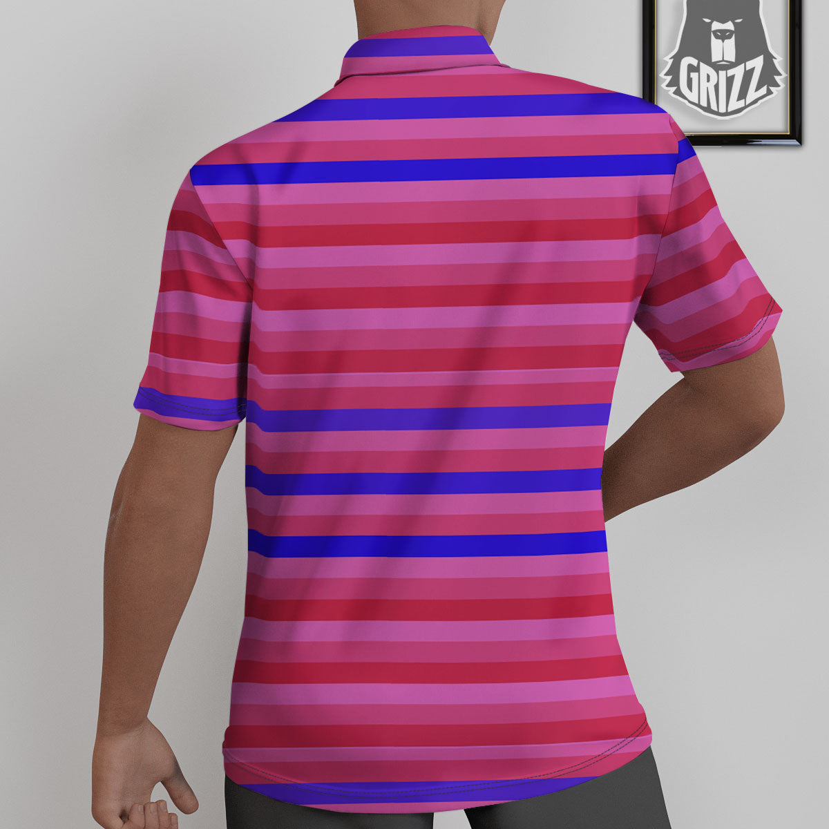 Stripes Pink Red And Blue Print Untucked Shirts-grizzshop