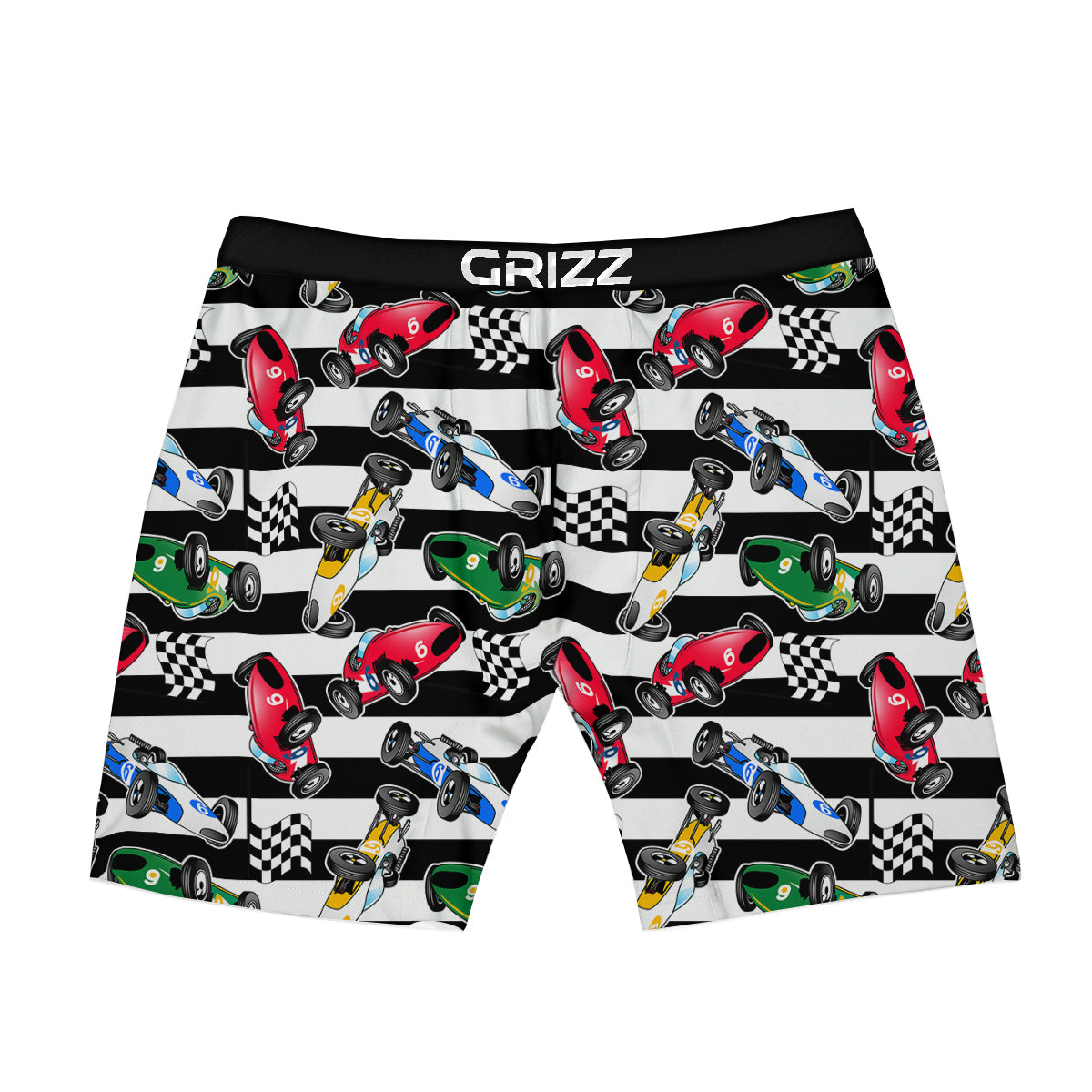 Stripes Racing Cars Print Pattern Boxer Briefs-grizzshop