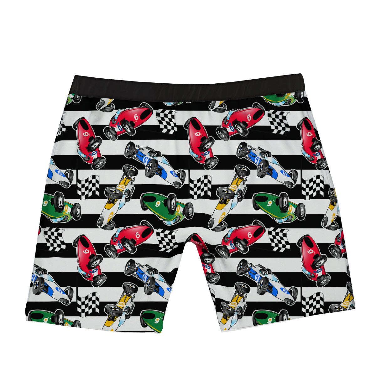 Stripes Racing Cars Print Pattern Boxer Briefs-grizzshop