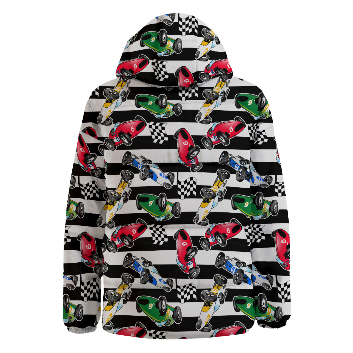 Stripes Racing Cars Print Pattern Down Jacket-grizzshop