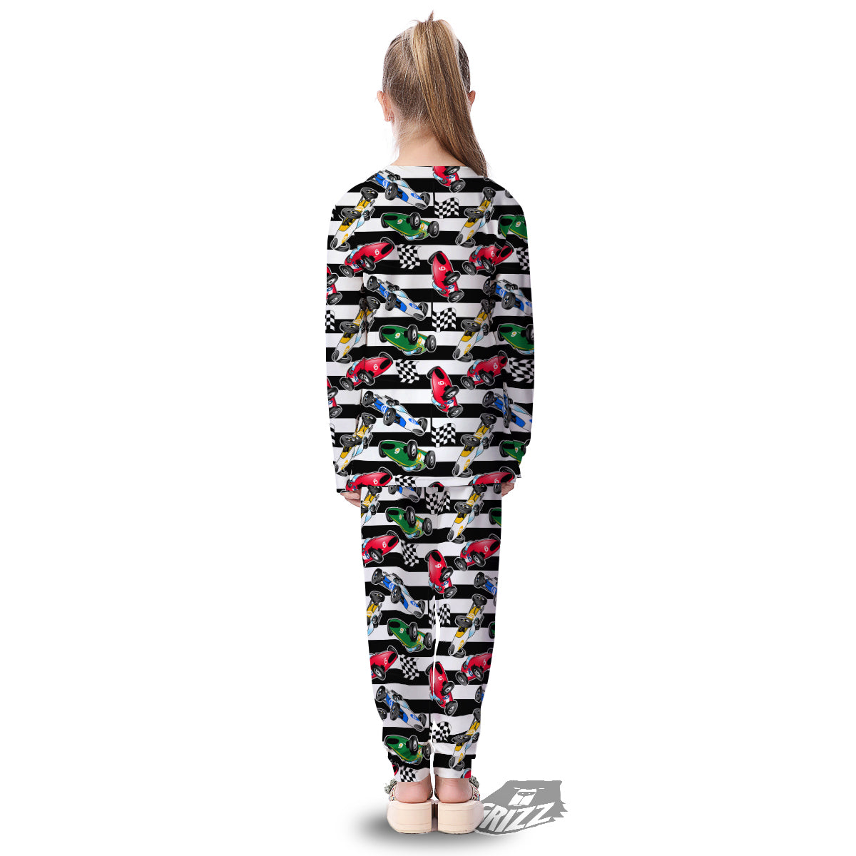 Stripes Racing Cars Print Pattern Kid's Pajamas-grizzshop