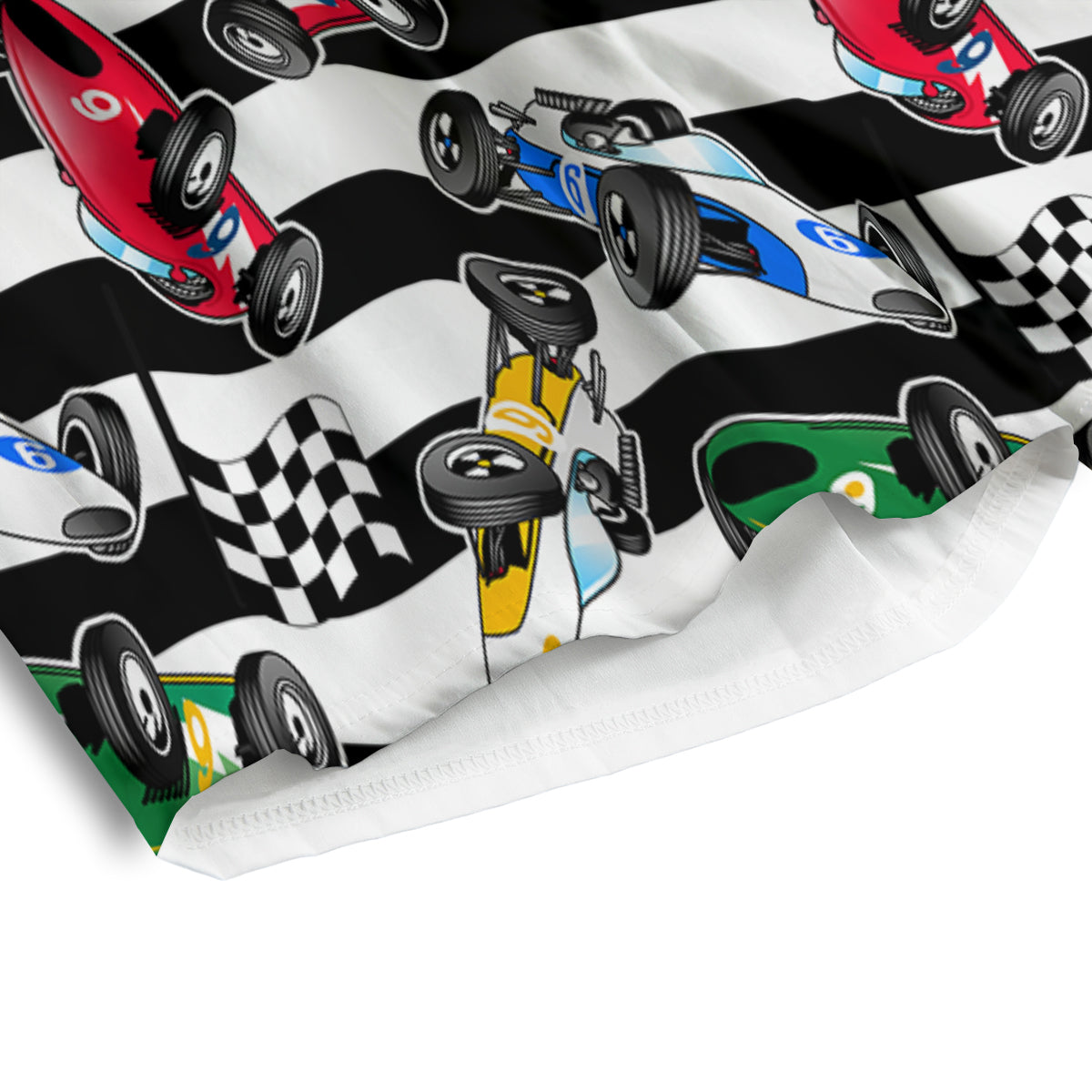 Stripes Racing Cars Print Pattern Men's Athletic Shorts