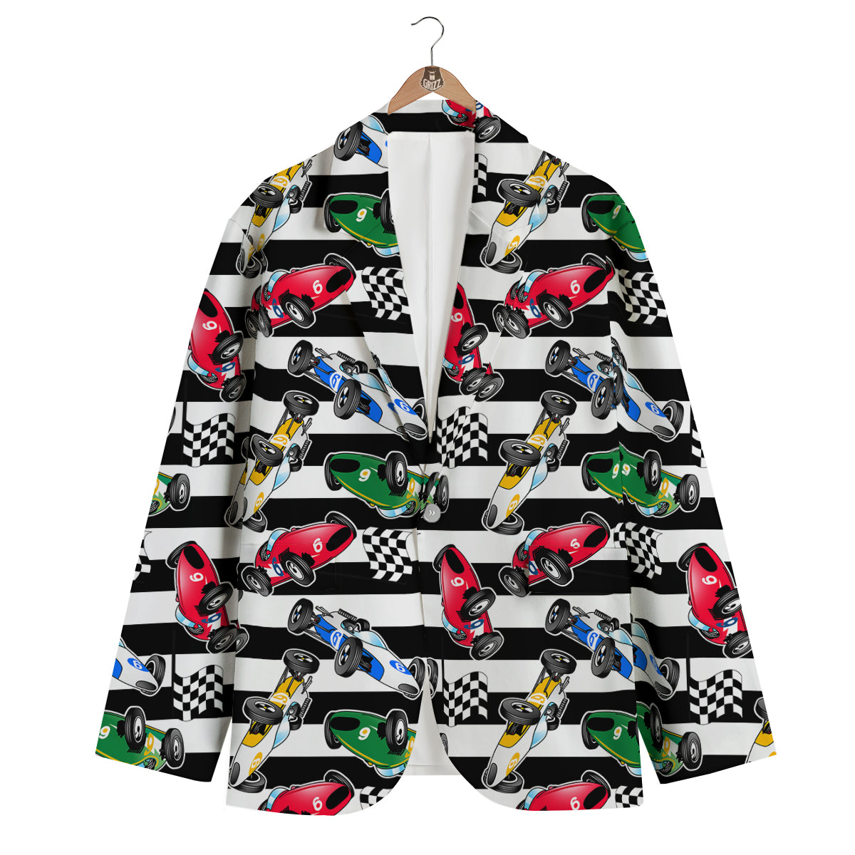Stripes Racing Cars Print Pattern Men's Blazer-grizzshop