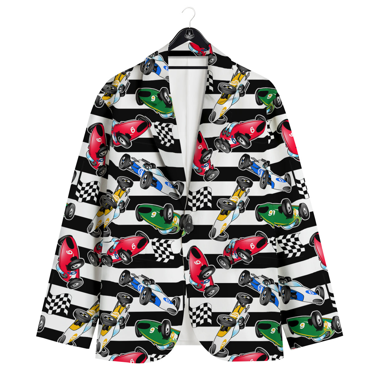 Stripes Racing Cars Print Pattern Men's Sport Coat-grizzshop