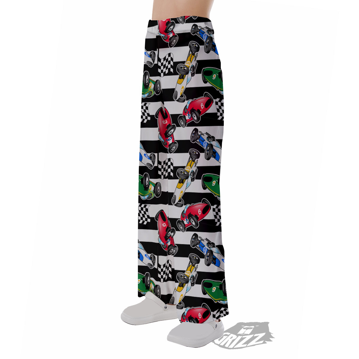 Stripes Racing Cars Print Pattern Pajama Pants-grizzshop