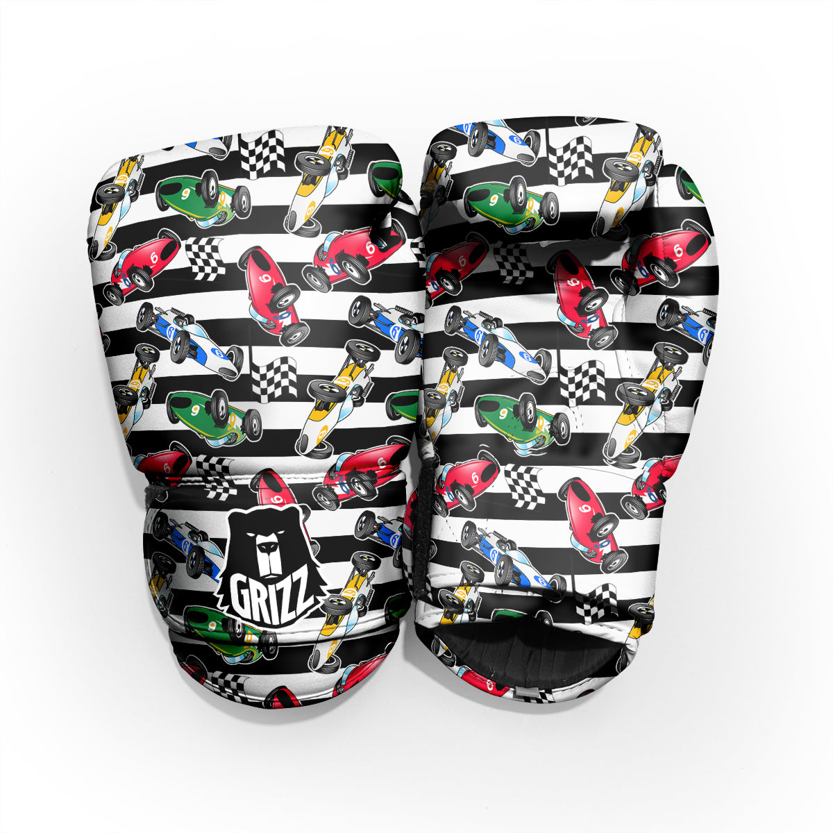 Stripes Racing Cars Print Pattern Pro Boxing Glove