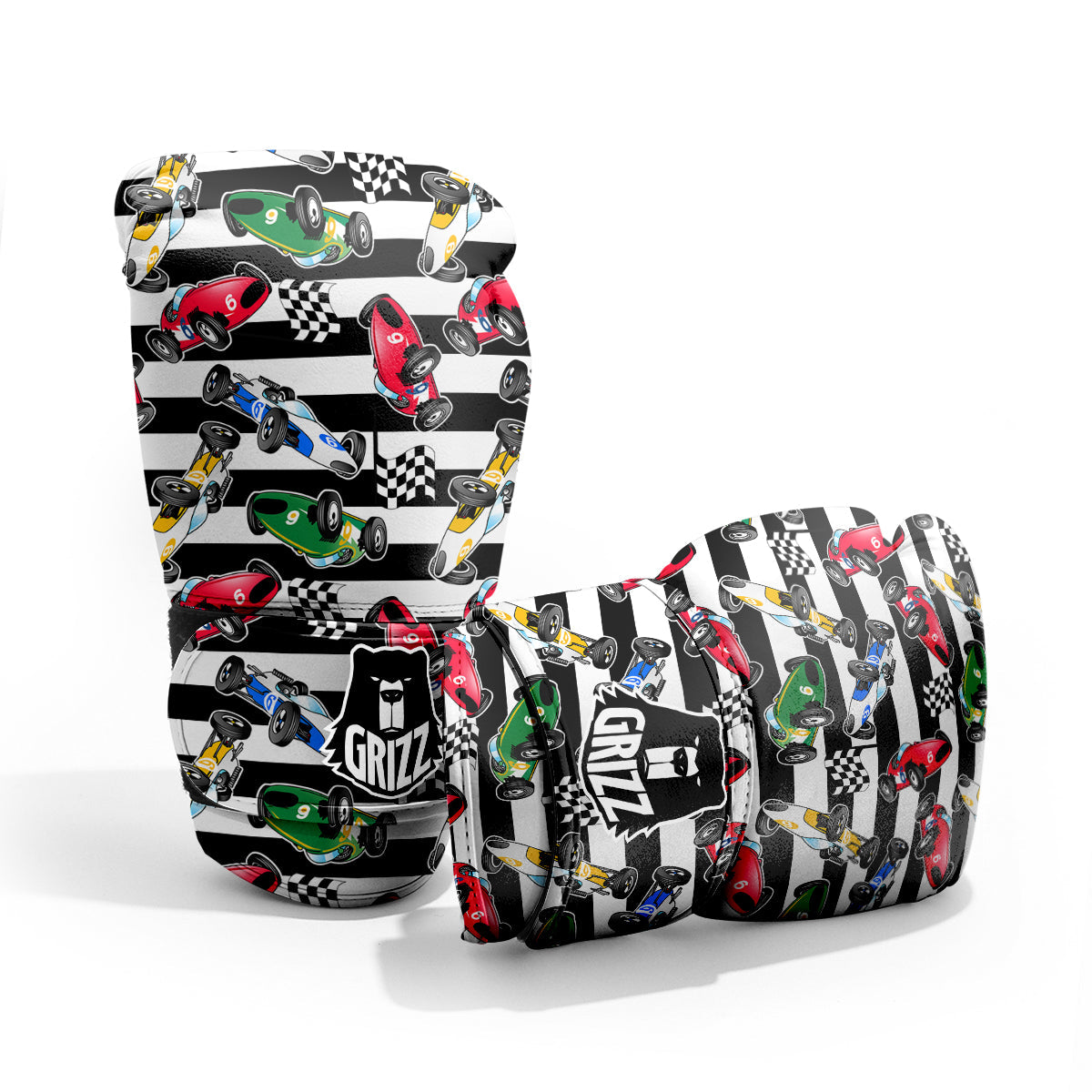 Stripes Racing Cars Print Pattern Pro Boxing Glove