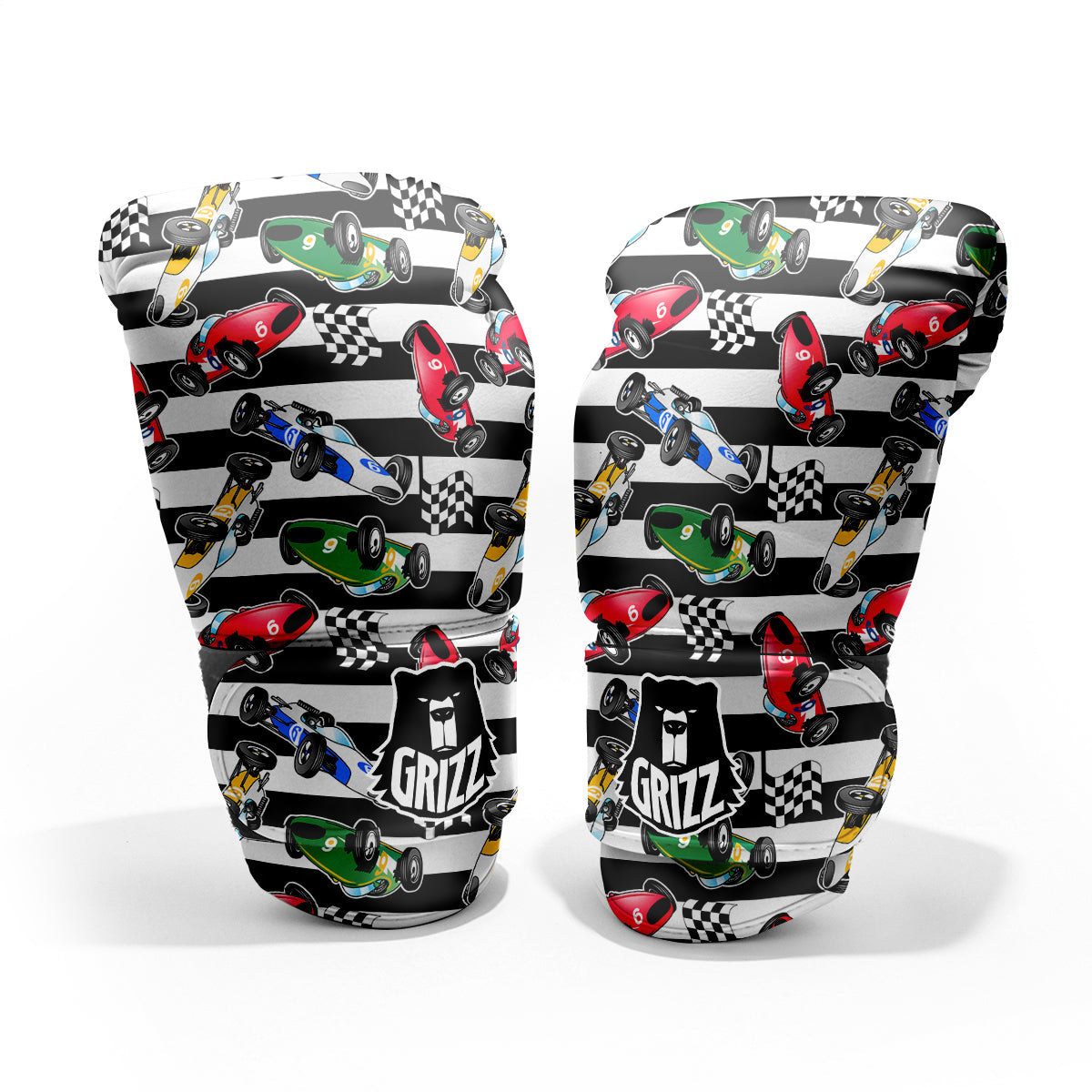 Stripes Racing Cars Print Pattern Pro Boxing Glove
