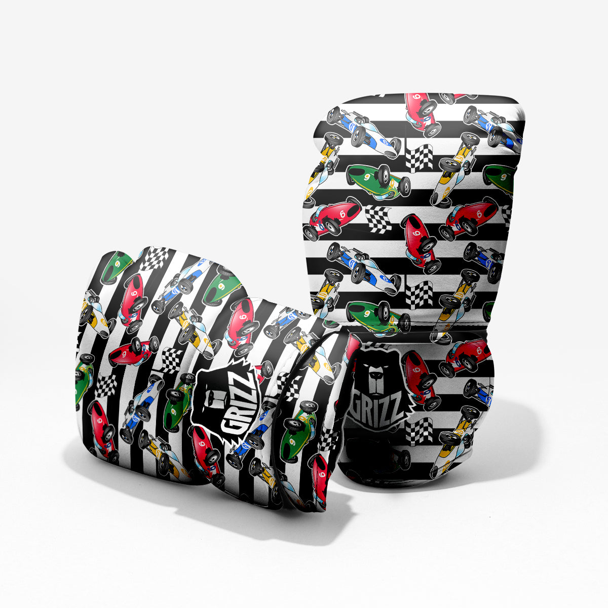 Stripes Racing Cars Print Pattern Pro Boxing Glove