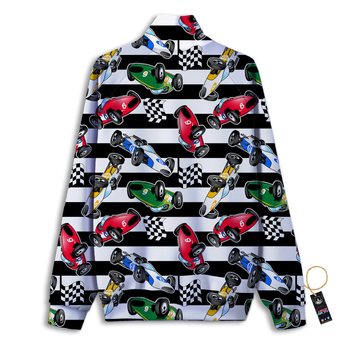 Stripes Racing Cars Print Pattern Track Jacket-grizzshop