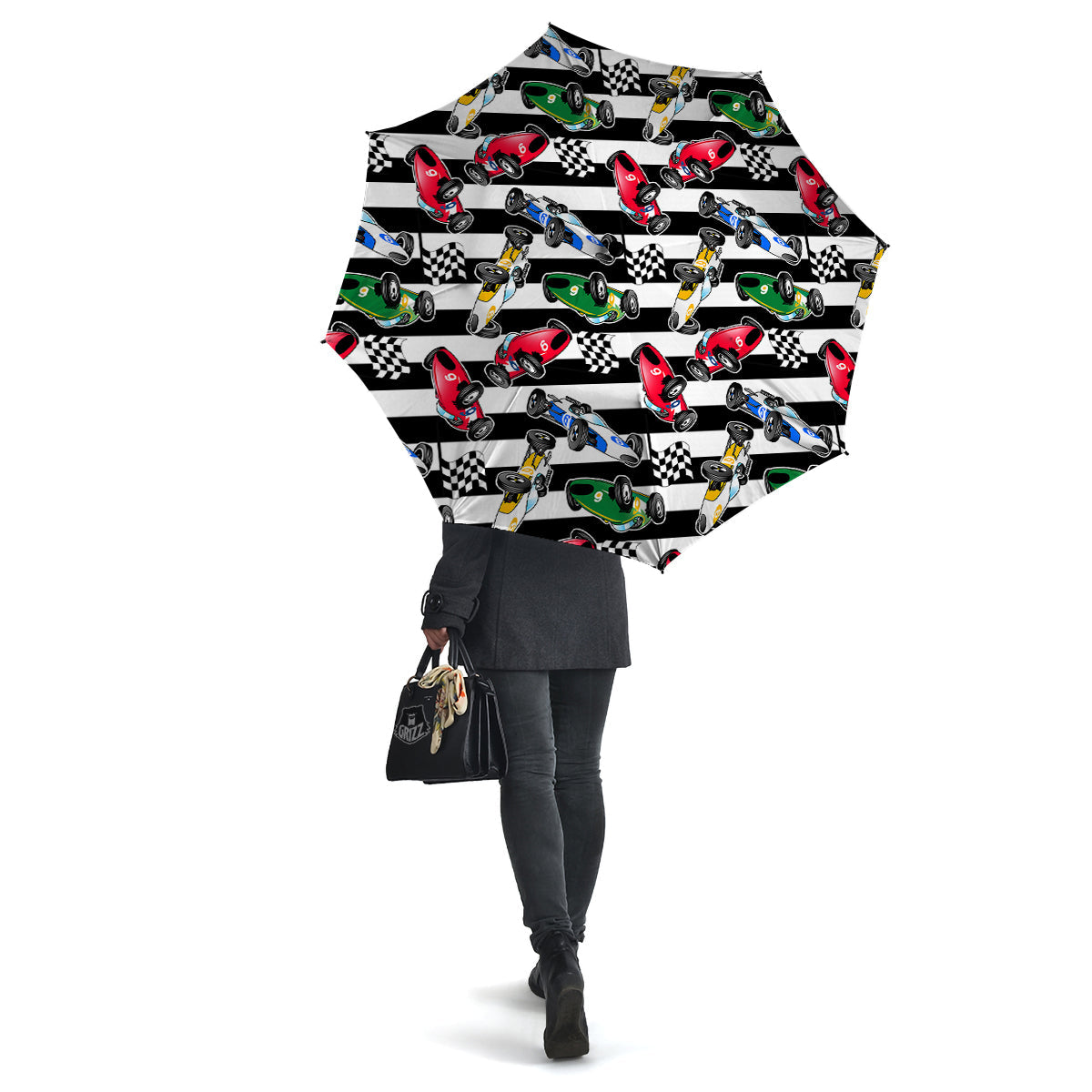 Stripes Racing Cars Print Pattern Umbrella-grizzshop