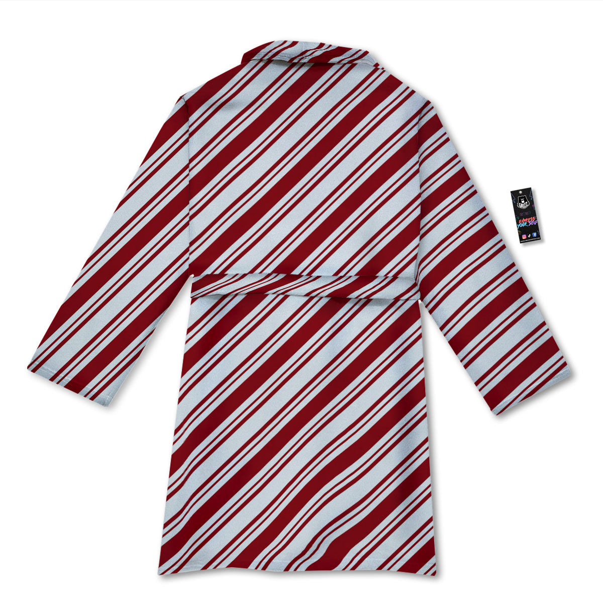 Stripes Xmas Candy Cane Print Pattern Bathrobe-grizzshop