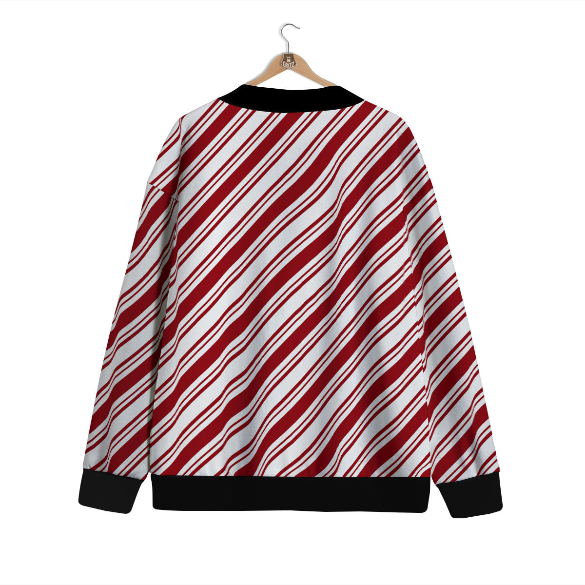 Stripes Xmas Candy Cane Print Pattern Cardigan-grizzshop