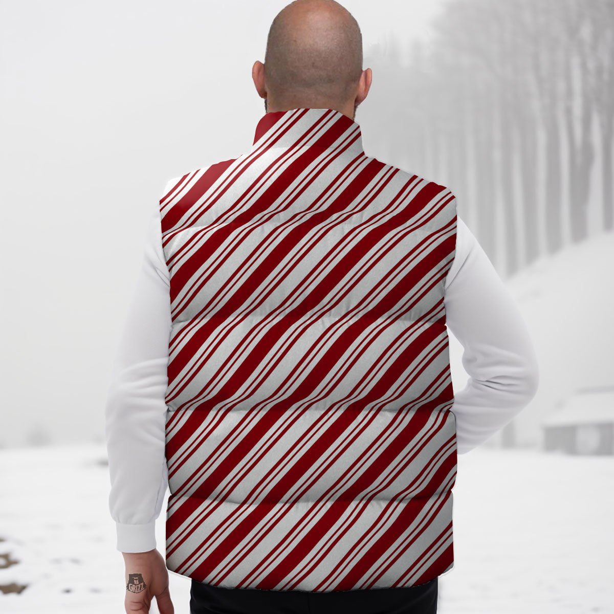 Stripes Xmas Candy Cane Print Pattern Down Vest