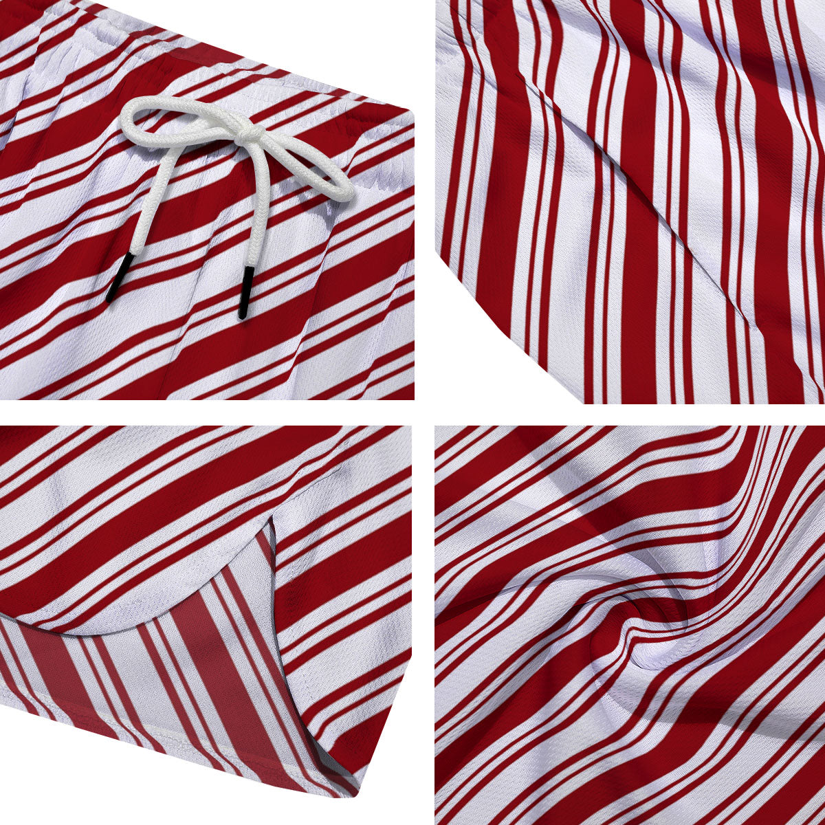 Stripes Xmas Candy Cane Print Pattern Men's Running Shorts-grizzshop