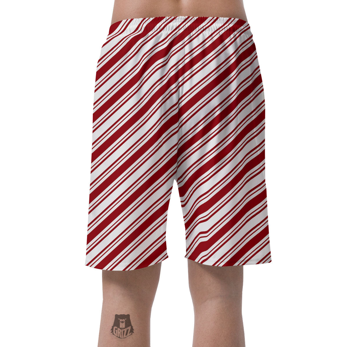 Stripes Xmas Candy Cane Print Pattern Men's Shorts-grizzshop