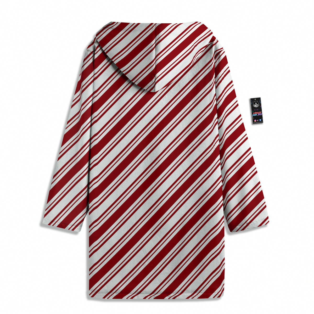 Stripes Xmas Candy Cane Print Pattern Men's Windbreaker Jacket-grizzshop