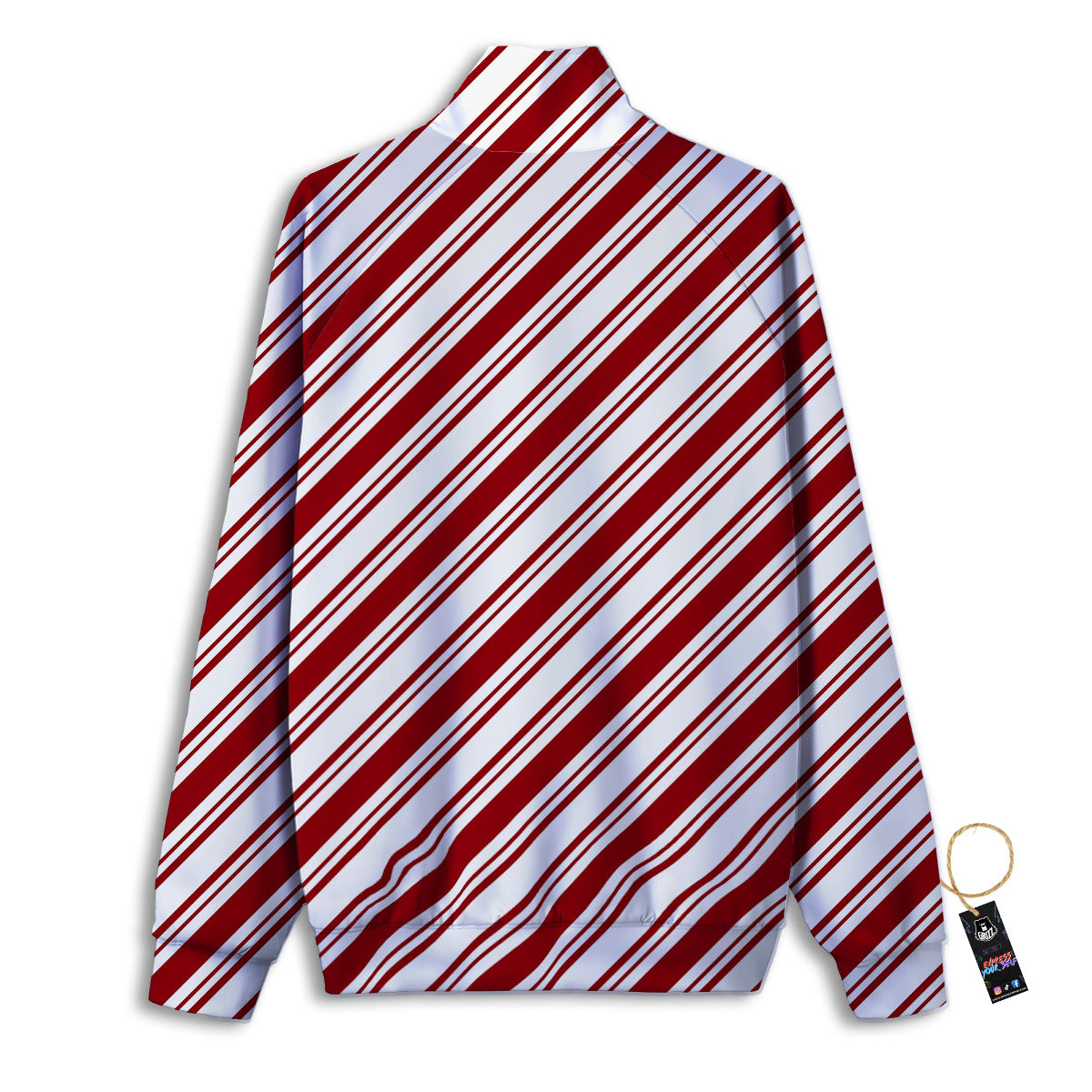 Stripes Xmas Candy Cane Print Pattern Track Jacket-grizzshop