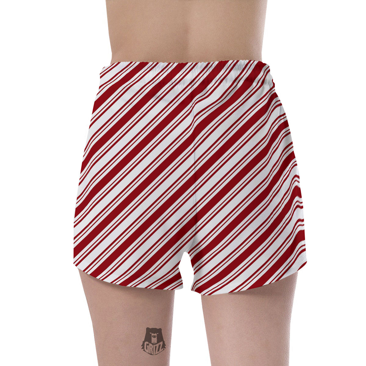 Stripes Xmas Candy Cane Print Pattern Women's Shorts-grizzshop