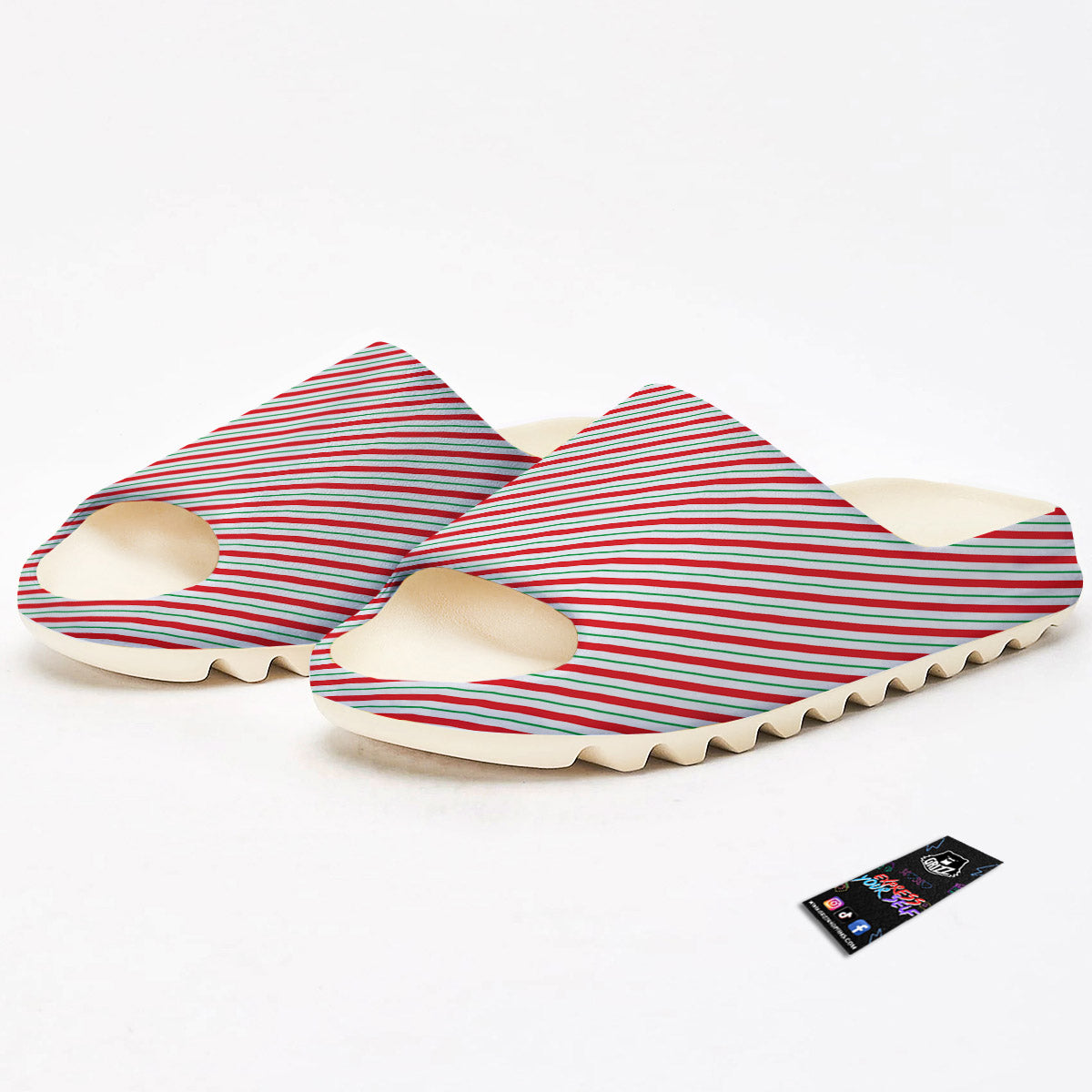 Stripes Candy Cane Print Pattern Sandals-grizzshop