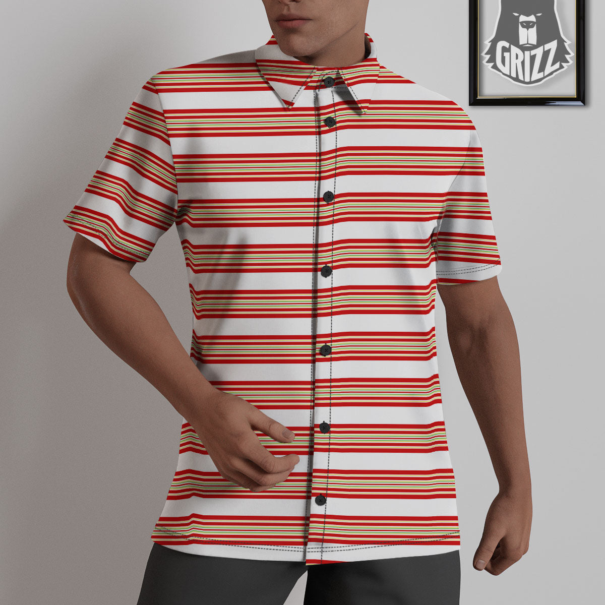 Stripes Merry Christmas Print Pattern Untucked Shirts-grizzshop