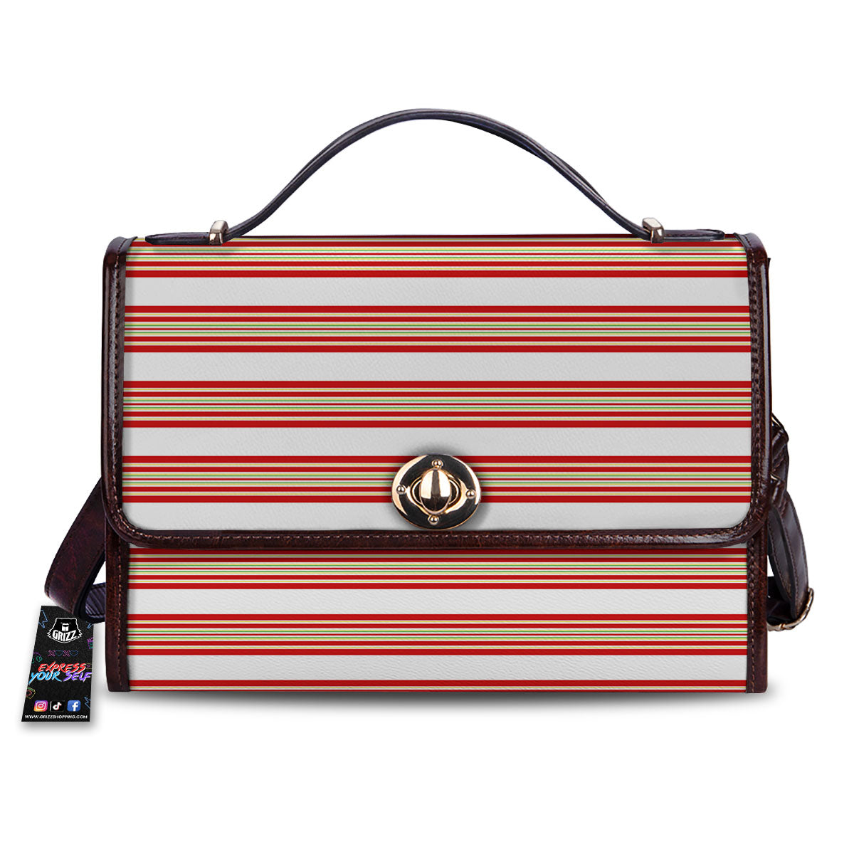 Stripes Merry Christmas Print Pattern Women's Satchel Bag