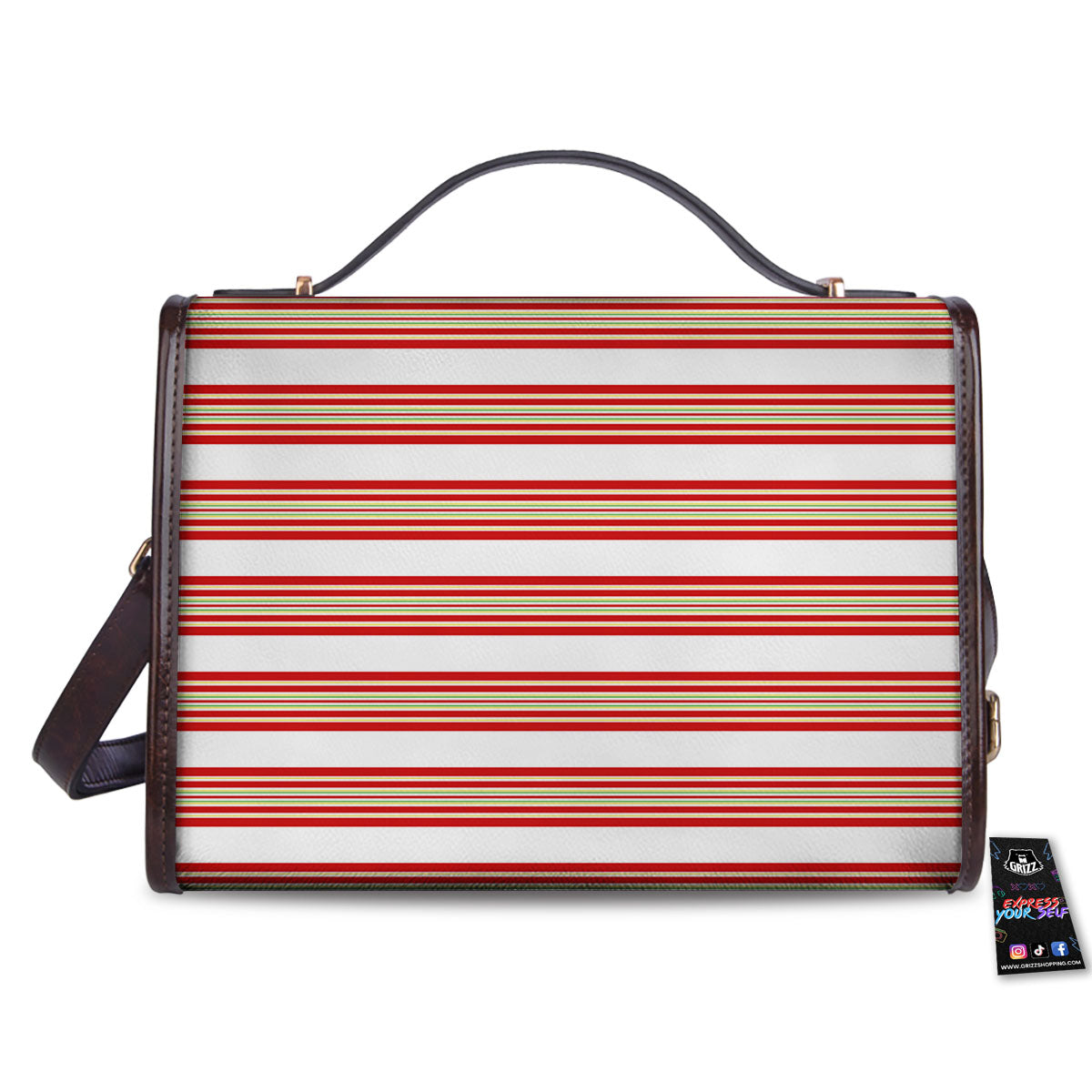 Stripes Merry Christmas Print Pattern Women's Satchel Bag