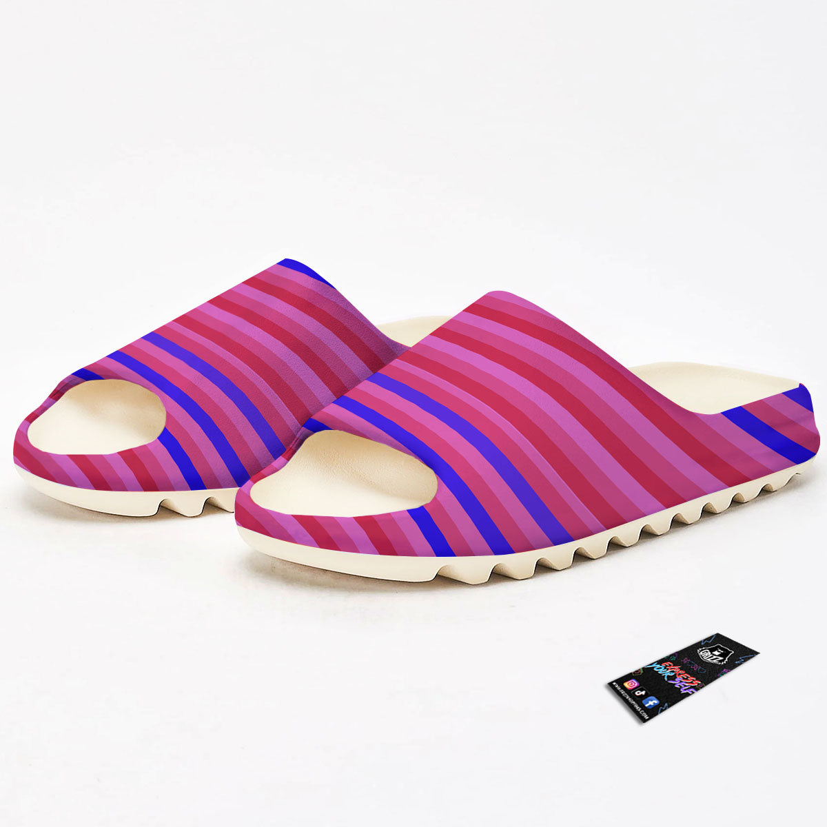 Stripes Pink Red And Blue Print Sandals-grizzshop