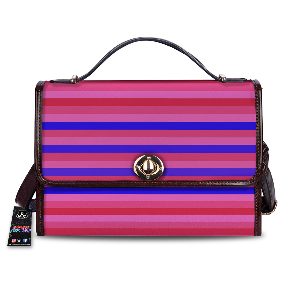 Stripes Pink Red And Blue Print Women's Satchel Bag
