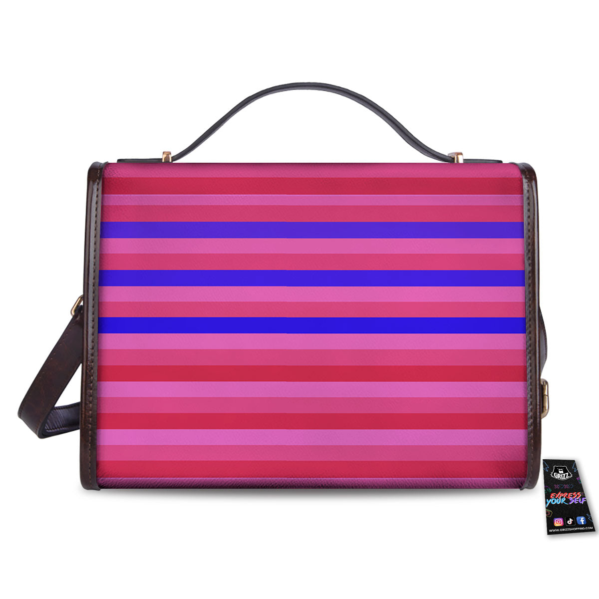 Stripes Pink Red And Blue Print Women's Satchel Bag