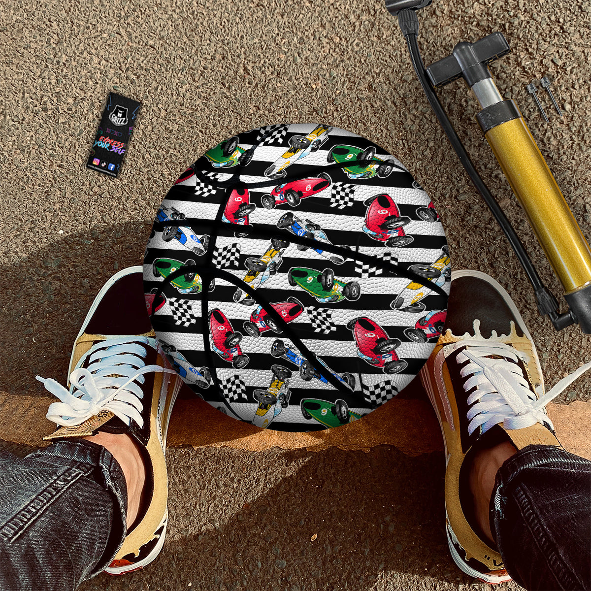 Stripes Racing Cars Print Pattern Basketball